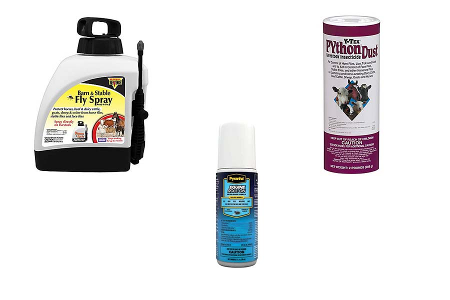 Fly spray, roll-on and powder that can be used on donkeys